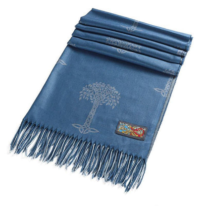 Celtic Tree Two Tone Scarf Blue