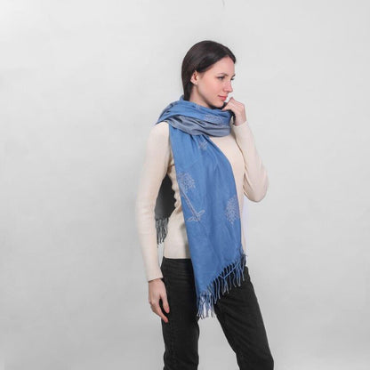 Celtic Tree Two Tone Scarf Blue