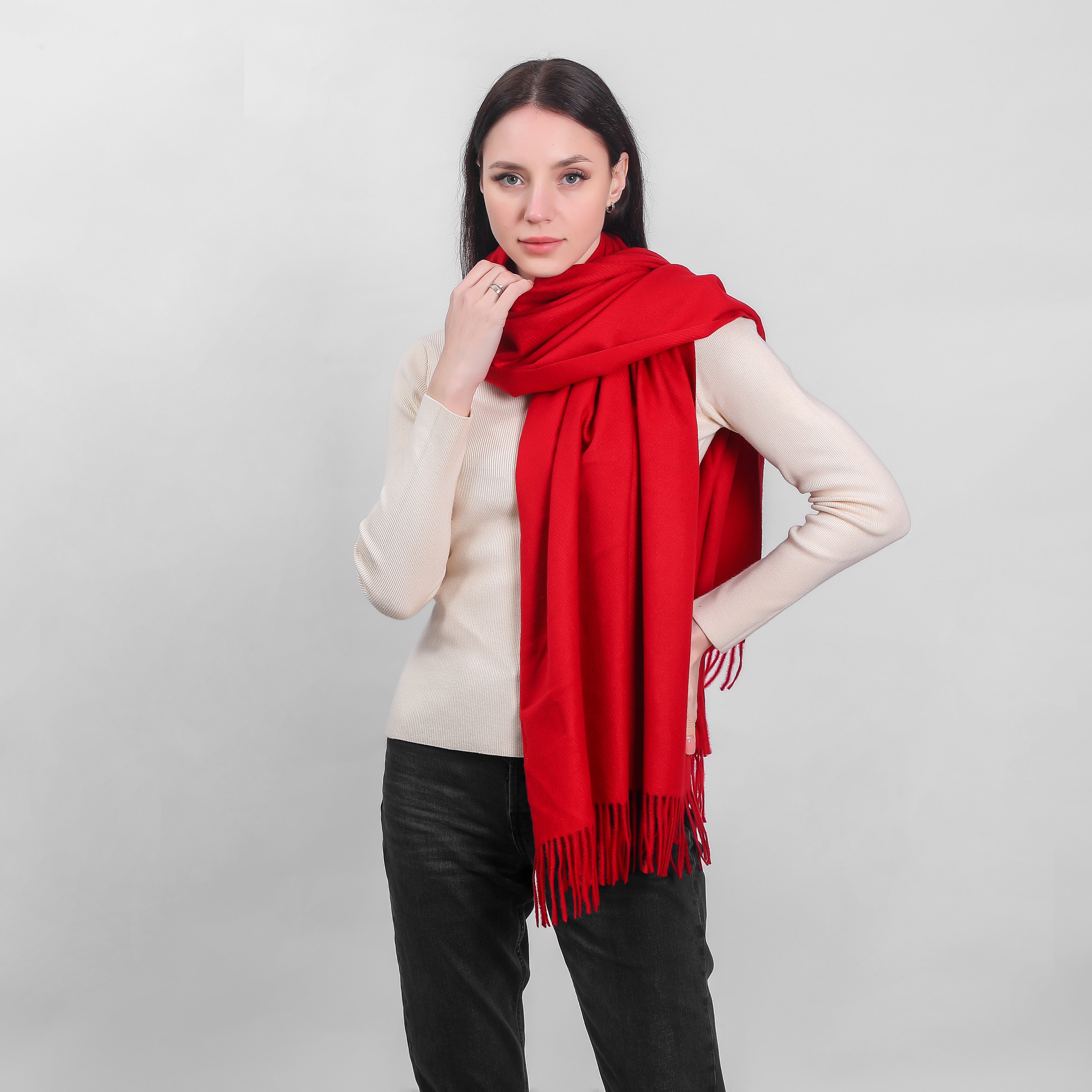 Ladies Supersoft Herringbone Wine Scarf 