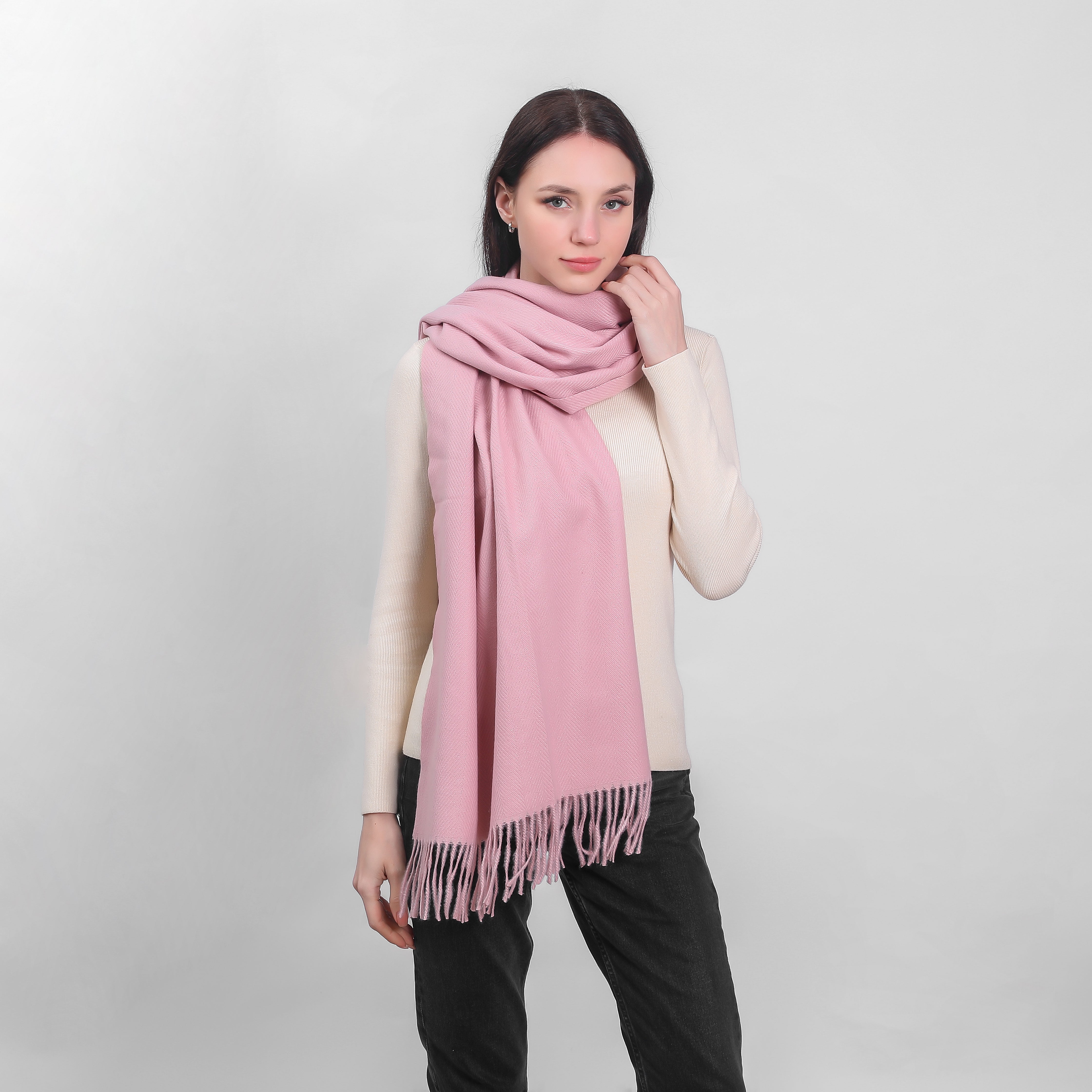 Ladies Supersoft Herringbone Pink Scarf 