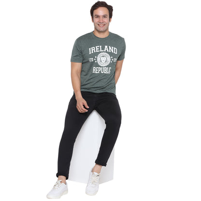Mens Ireland Stamps Stars T-shirt Green Melange