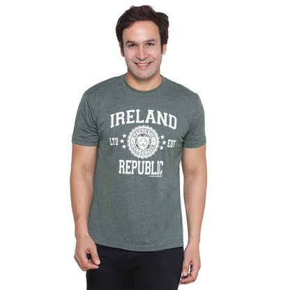 Mens Ireland Stamps Stars T-shirt Green Melange