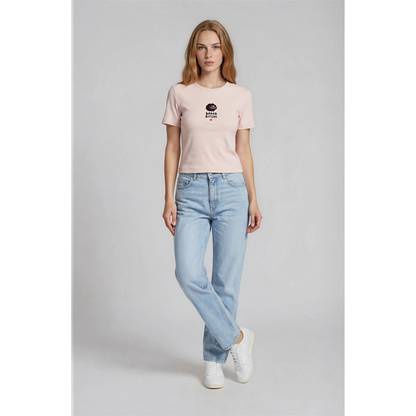 Baad B Pink Marshmallow Ribbed Ladies Crop Top