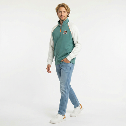 Mundo Moo Green Ribbed Unisex Quarter Zip