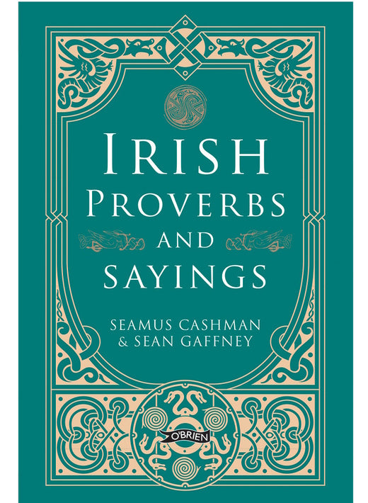 Book cover with Celtic designs titled Irish Proverbs and Sayings