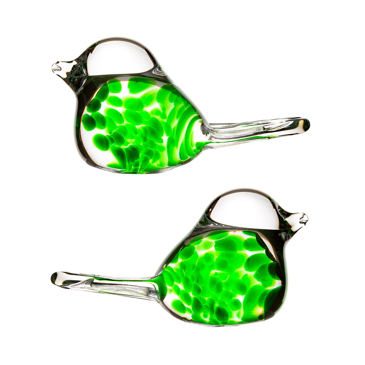 Handmade Glass Irish Shamrock Love Birds Pair