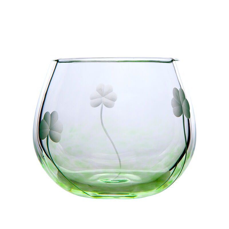 Hand Etched Irish Shamrock T-light Votive