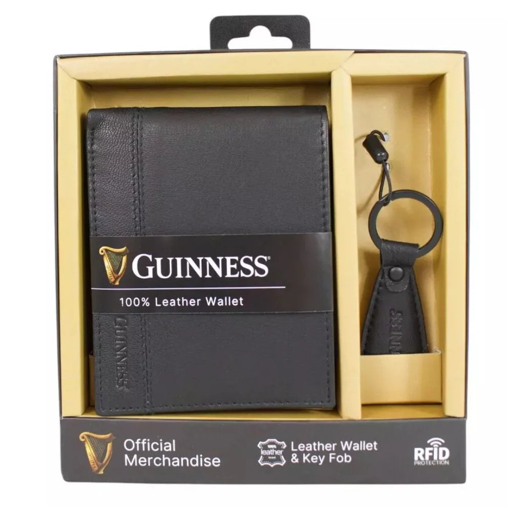 Guinness Leather Wallet And Key Fob Gift Set 