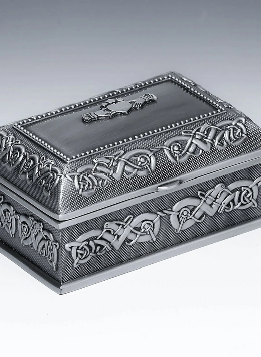Pewter Jewellery Box Claddagh Pattern Small