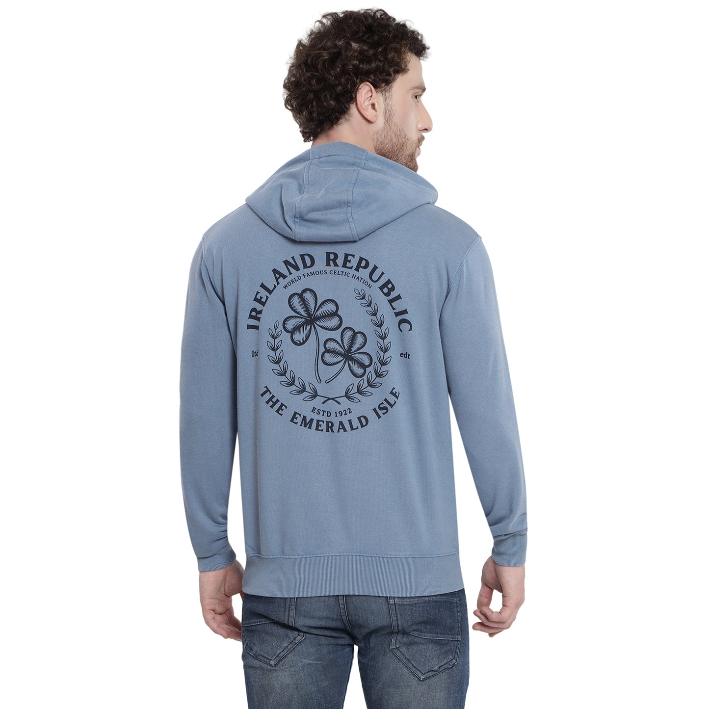 Unisex Le Shams Acid Wash Corent Blue Hoodie