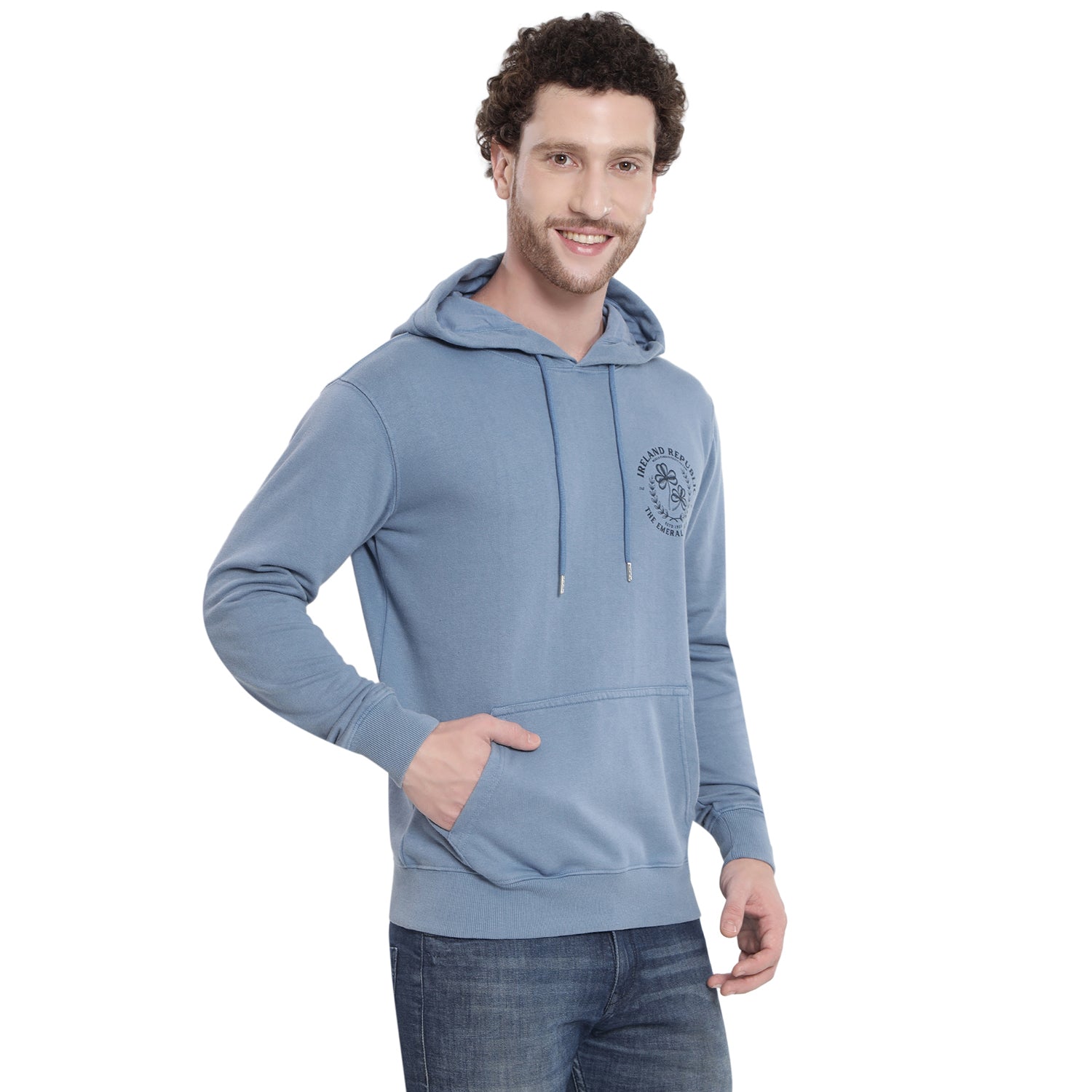 Unisex Le Shams Acid Wash Corent Blue Hoodie 