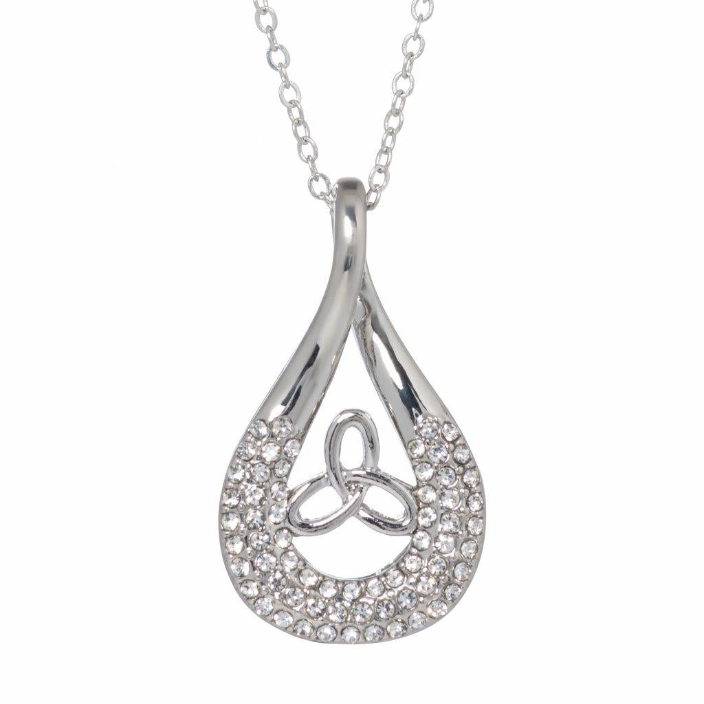 Silver Plated Trinity Knot Drop Necklace