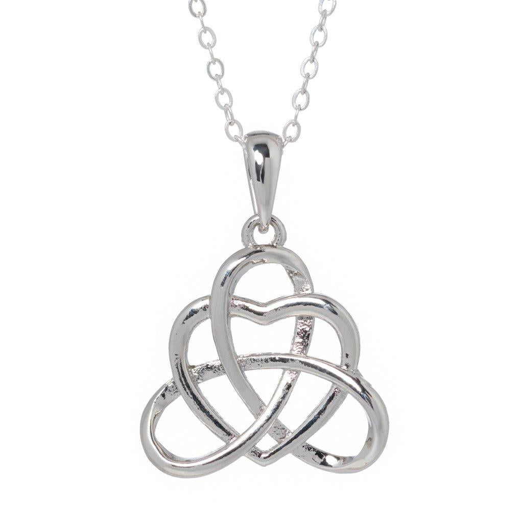 Silver Plated Heart With Celtic Trinity Knot Necklace