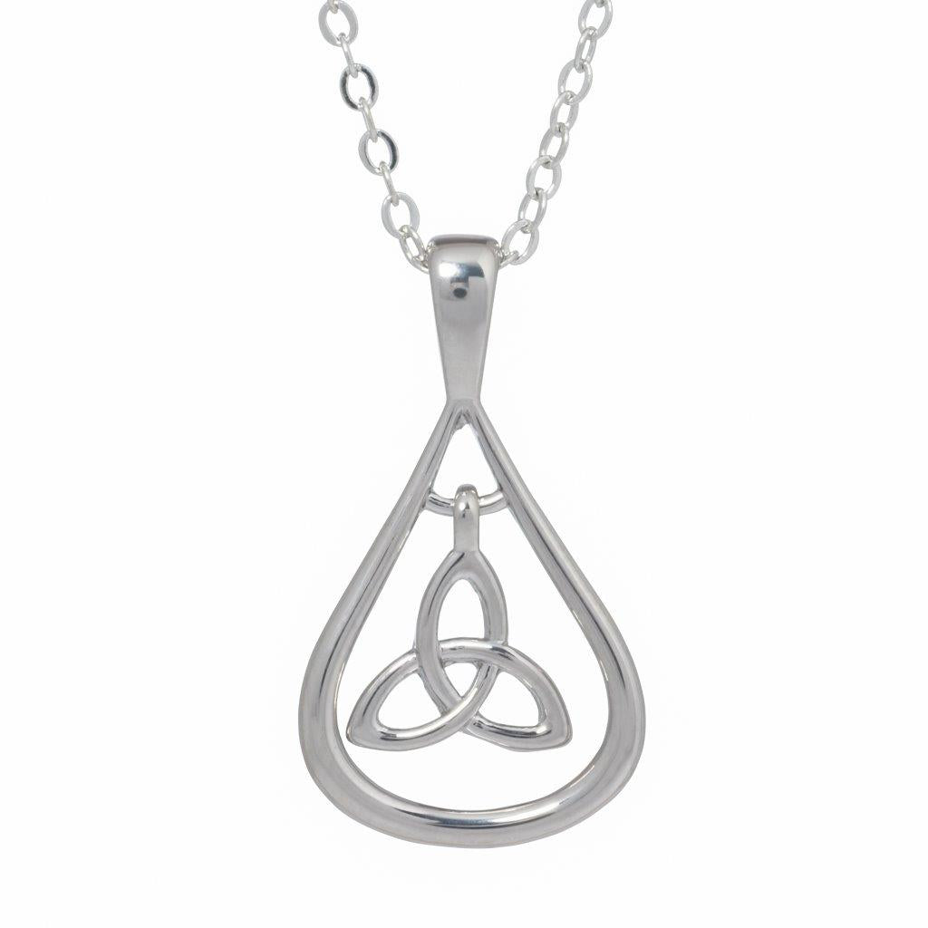 Silver Plated Trinity Drop Necklace