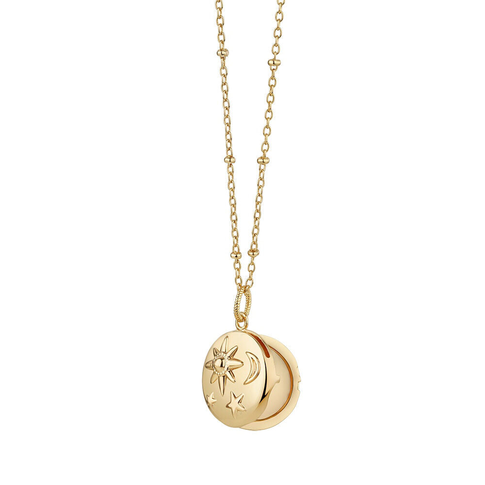 Gold Plated Amy Huberman Newbridge Silverware Locket With Sun Moon Stars Design