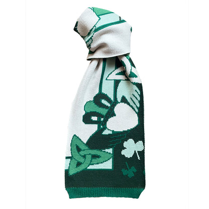 Claddagh Green and Cream Knit Scarf