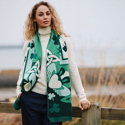 Claddagh Green and Cream Knit Scarf