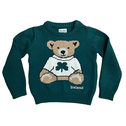 Ireland Bear Dark Green Kids Knitted Jumper