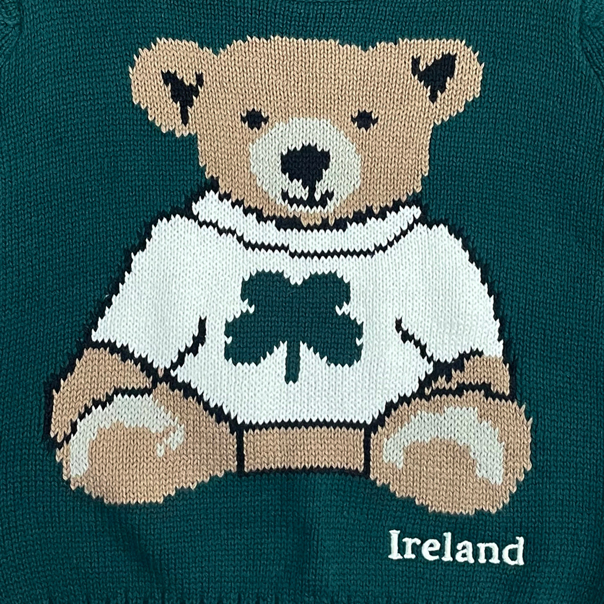 Ireland Bear Dark Green Kids Knitted Jumper