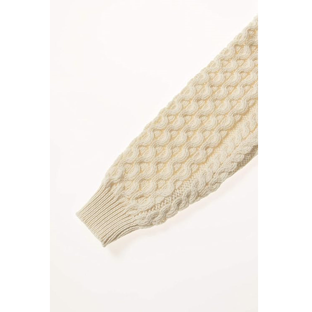 Unisex Irish Cable Knitted Soft Roll Neck Natural Sweater