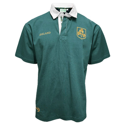 Ireland Dark Green and Gold Shamrock Short Sleeve Rugby Shirt