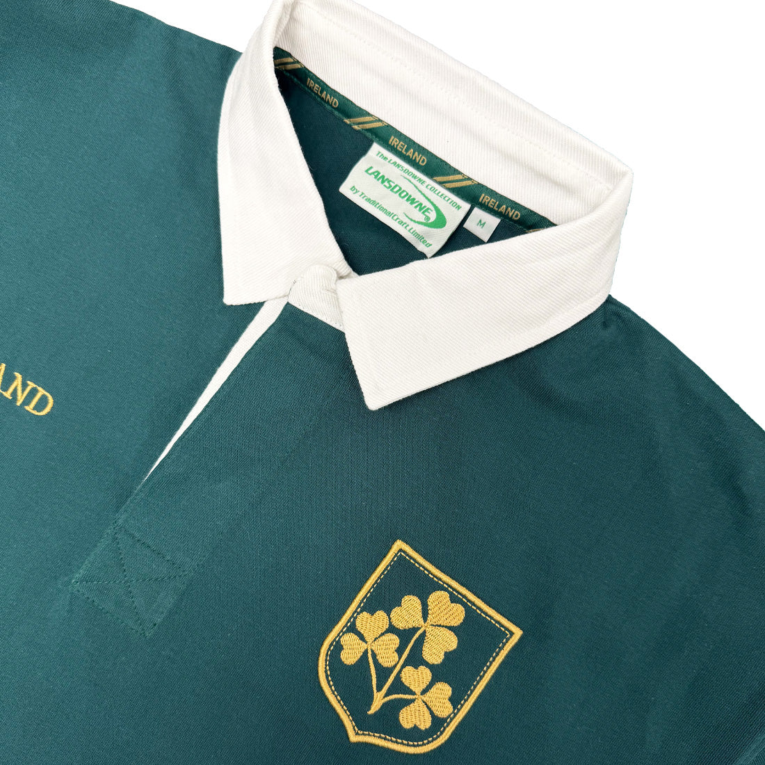 Ireland Dark Green and Gold Shamrock Short Sleeve Rugby Shirt