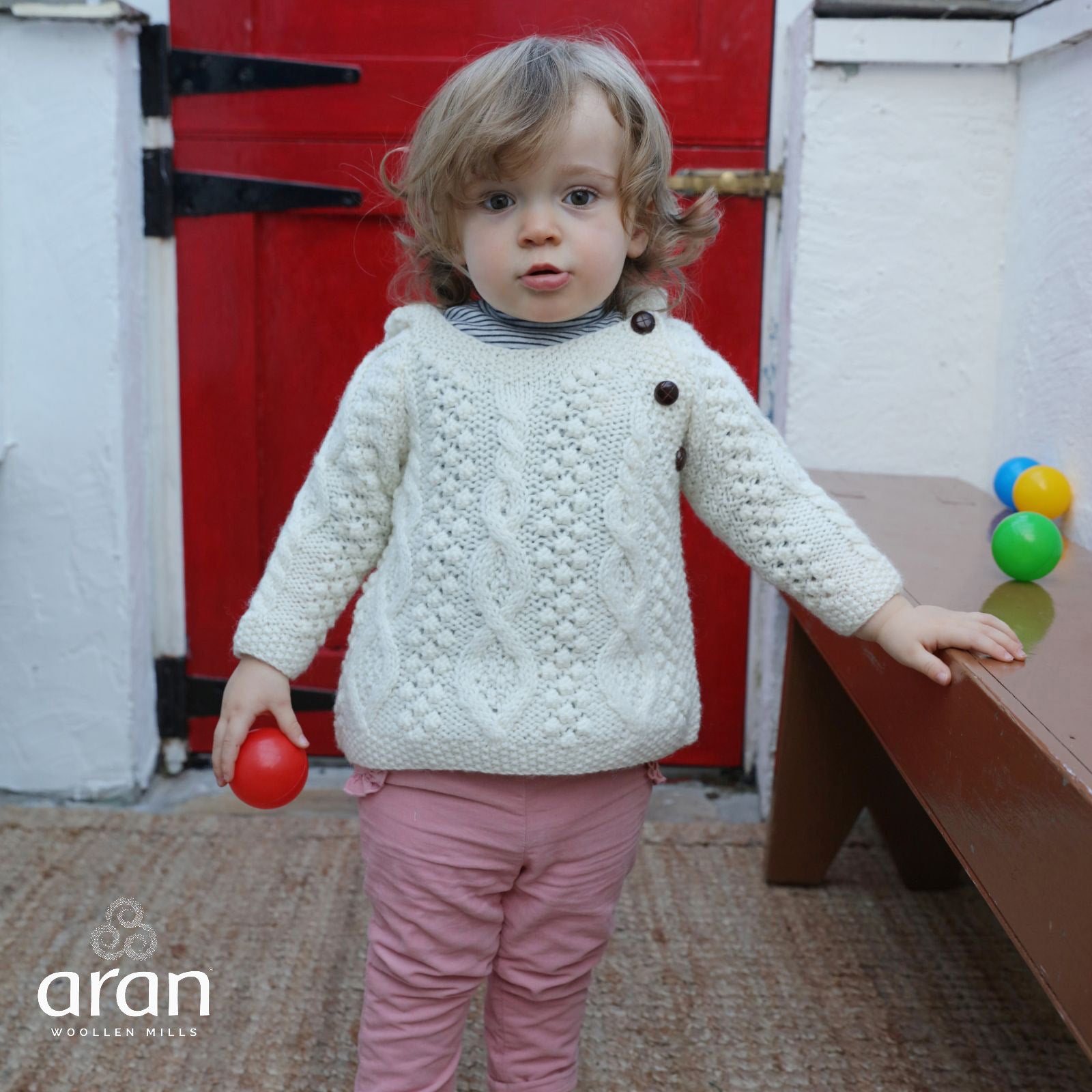 Baby Aran Side-Fastening Hoodie 