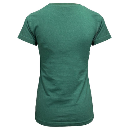 Back view of a green Ireland Ladies T-shirt with plain fabric.