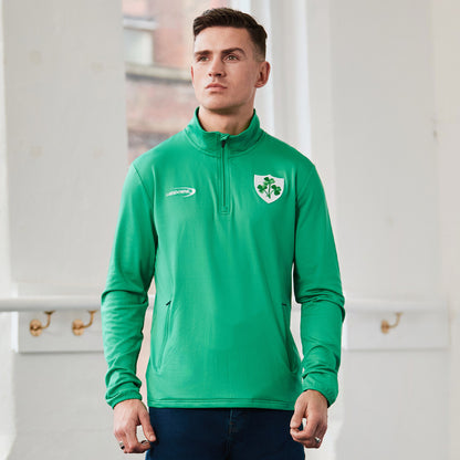 Men's Shamrock Crest 1/4 Zip Green Performance Top