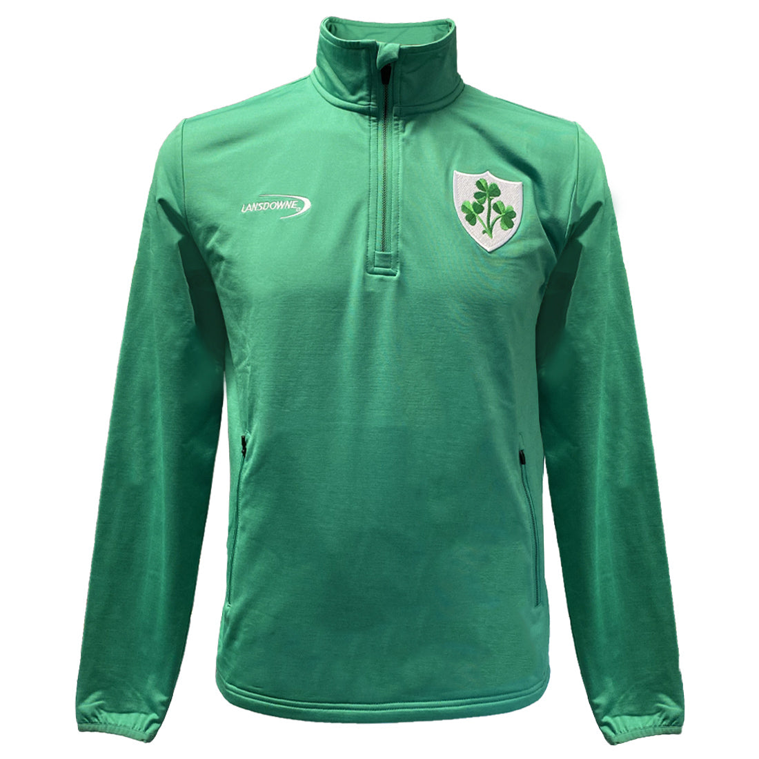 Men's Shamrock Crest 1/4 Zip Green Performance Top