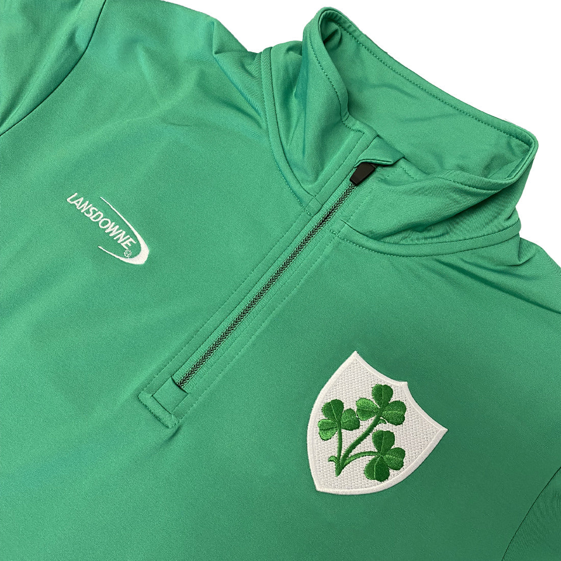 Men's Shamrock Crest 1/4 Zip Green Performance Top