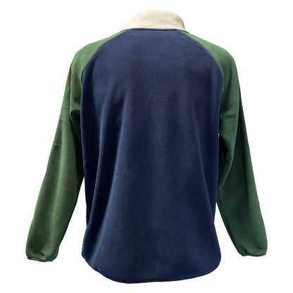Men's Quarter Zip Shamrock Cream, Navy and Green Fleece