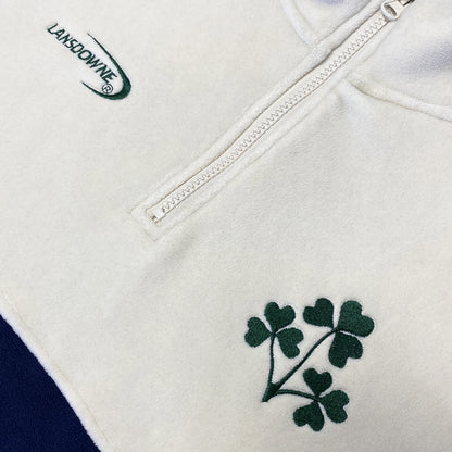 Men's Quarter Zip Shamrock Cream, Navy and Green Fleece