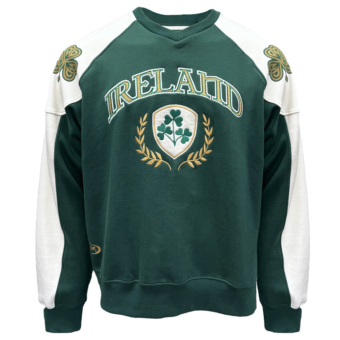 Unisex Ireland Crest V-Neck Green and Cream Sweatshirt