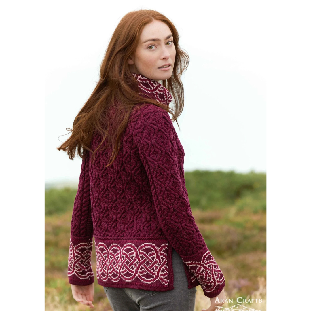 Ladies Ranelagh Jacquard Wine Sweater