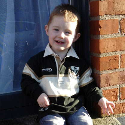 Kids Long Sleeve Green and Natural Rugby Shirt