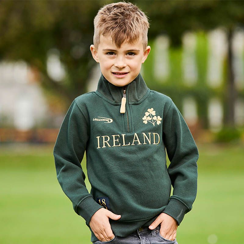 Kids Shamrock 1/4 Zip Green Fleece Top 