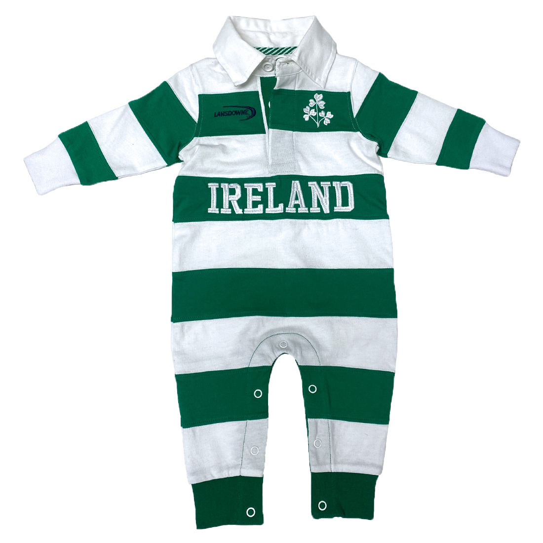 Baby's Ireland Stripe Green And White Romper