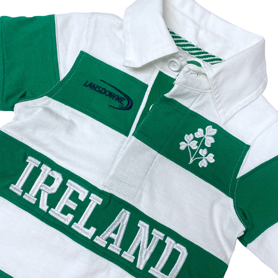 Baby's Ireland Stripe Green And White Romper 