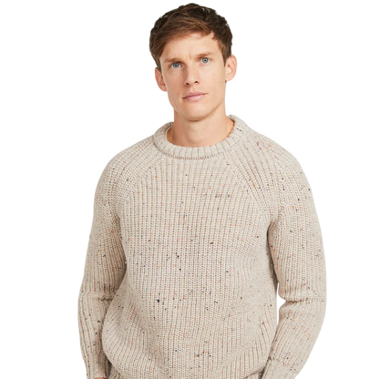 Mens Worsted Wool Fisherman Raglan Crewneck Jumper