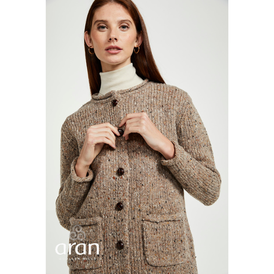 Ladies Donegal Tweed Oatmeal Cardigan 