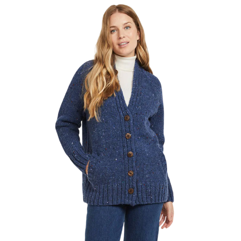 Ladies Donegal Wool Blue Cardigan