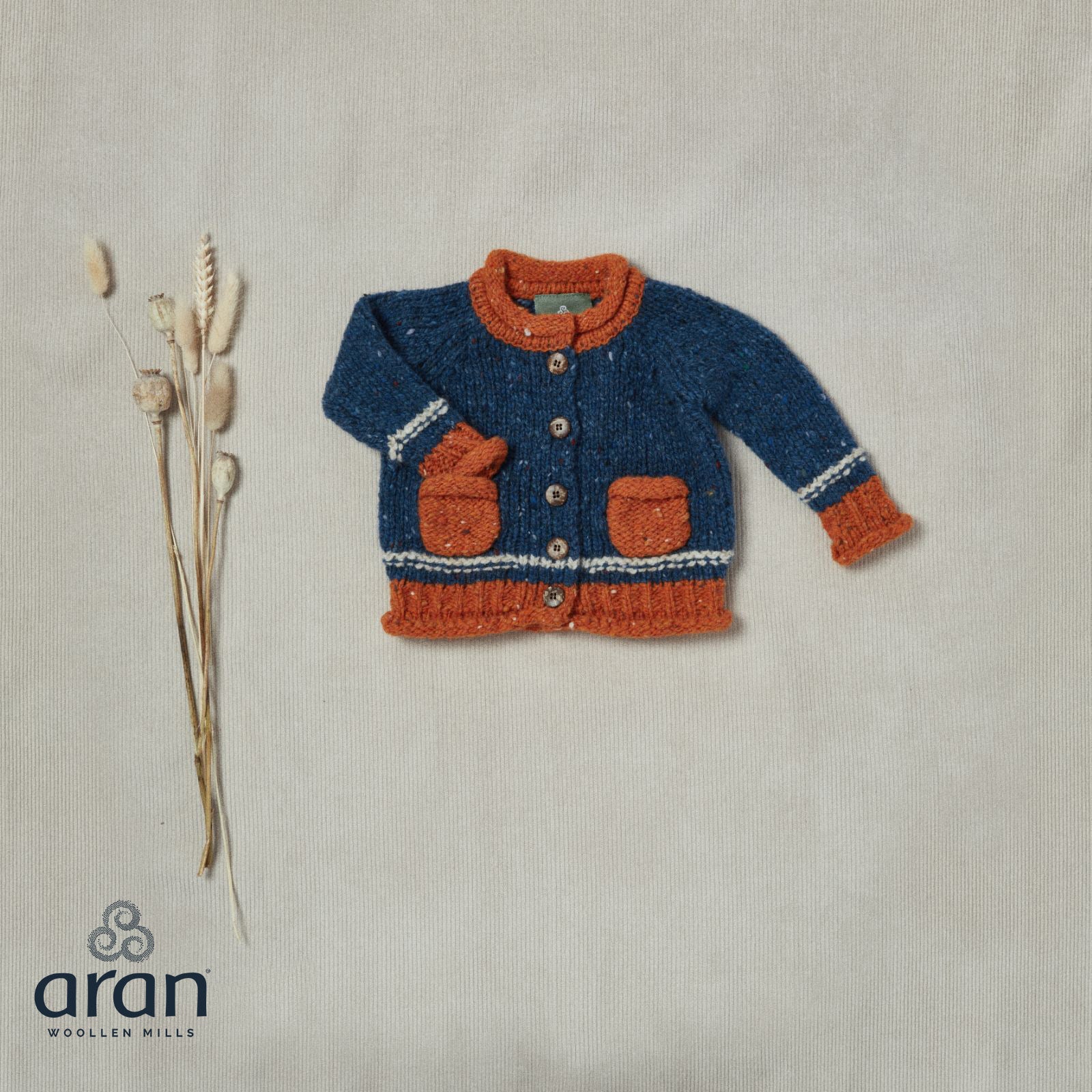 Baby Roll Neck Cardigan Blue