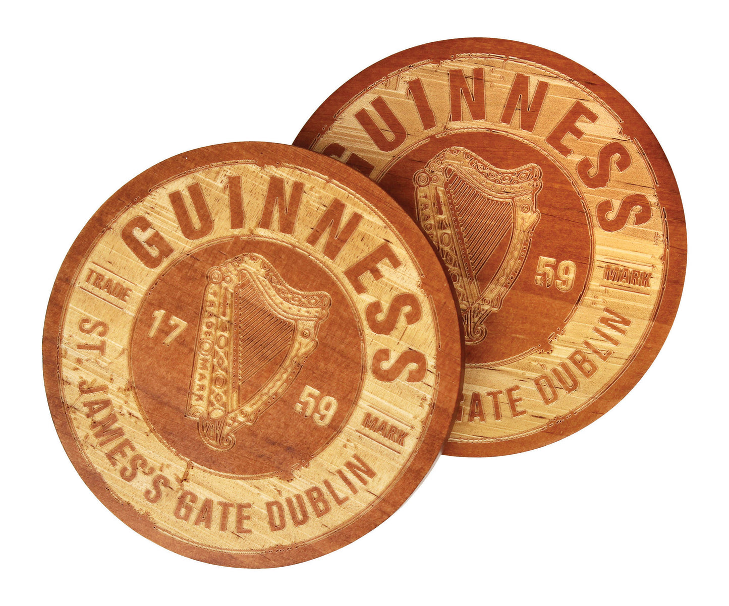 Guinness Wooden Barrel Coasters 6 Pack