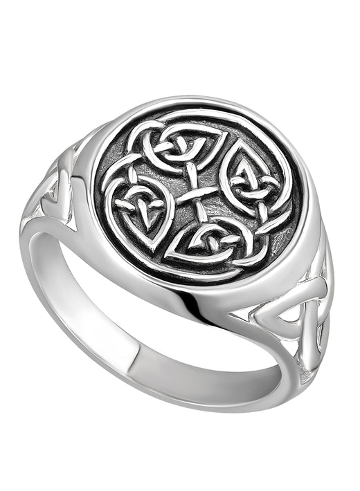 Men's Sterling Silver Oxidised Celtic Knot Signet Ring