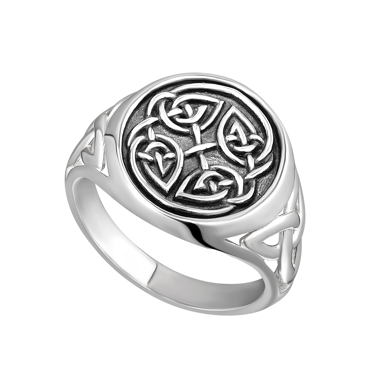 Men's Sterling Silver Oxidised Celtic Knot Signet Ring