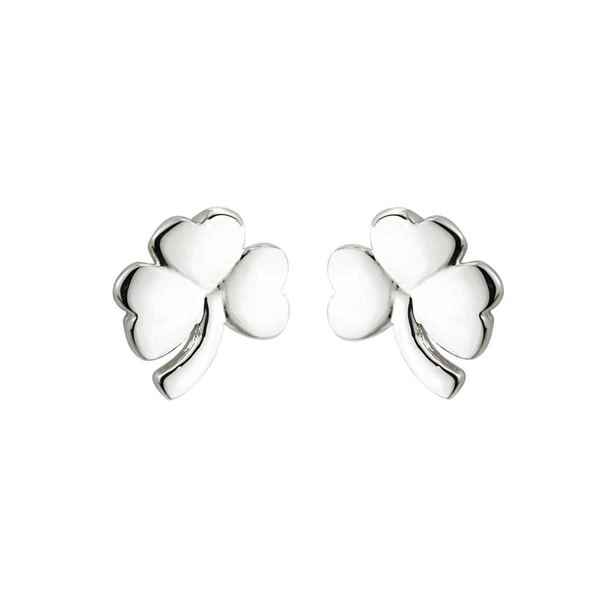 Sterling Silver Plain Shamrock Stud Earrings