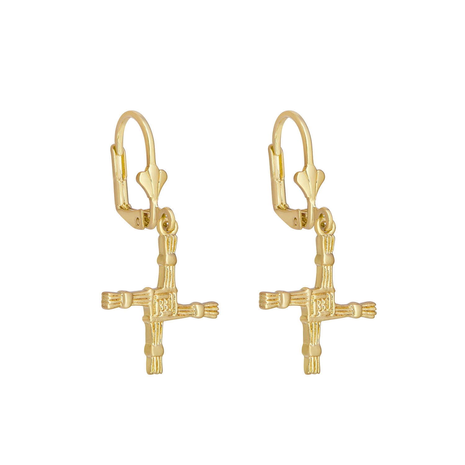 Gold Plated St Brigid's Cross Drop Earrings