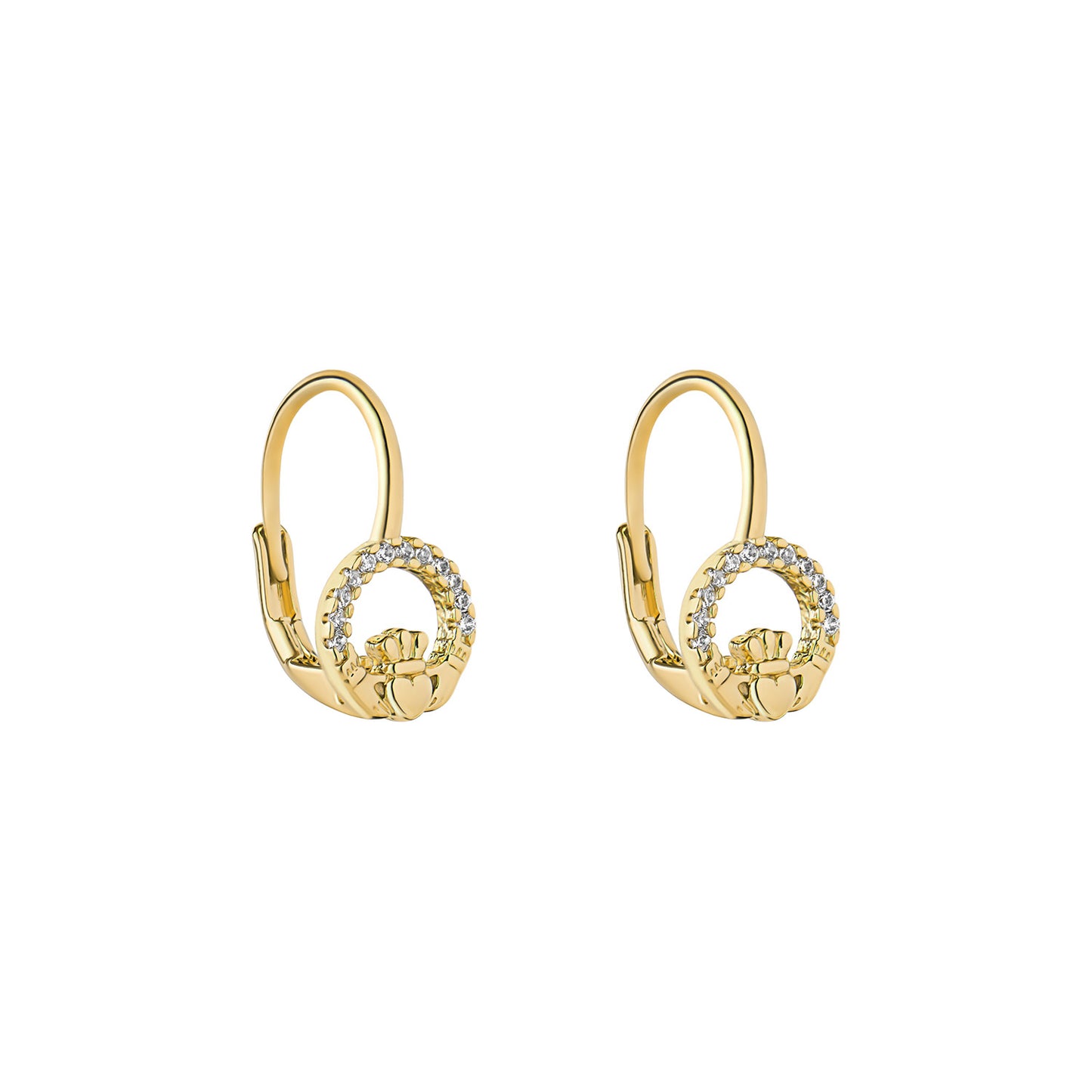 Gold Plated Crystal Claddagh Earrings