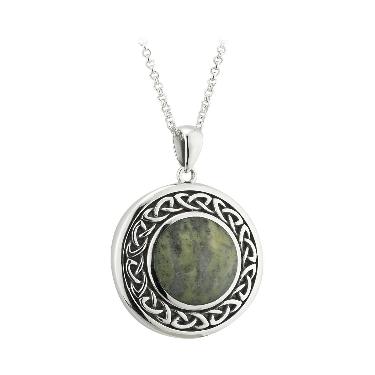 Sterling Silver Connemara Marble Trinity Knot Pendant